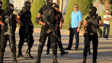 Egyptian police take their positions in front of the main gate at the Borg El Arab (Army) Stadium, where the Egyptian Premier League derby soccer match played without spectators due to ‘security reasons’, Alexandria, Egypt, 21 July 2015. Reuters, Amr Abdallah.