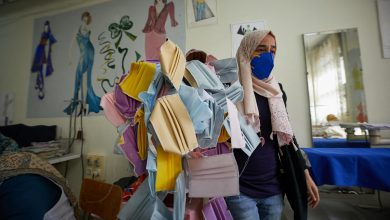 A sewing workshop makes single-use protective masks to combat the spread of Covid-19, Algiers, Algeria, 31 March 2020. Reuters, Louiza Ammi/ABACA.